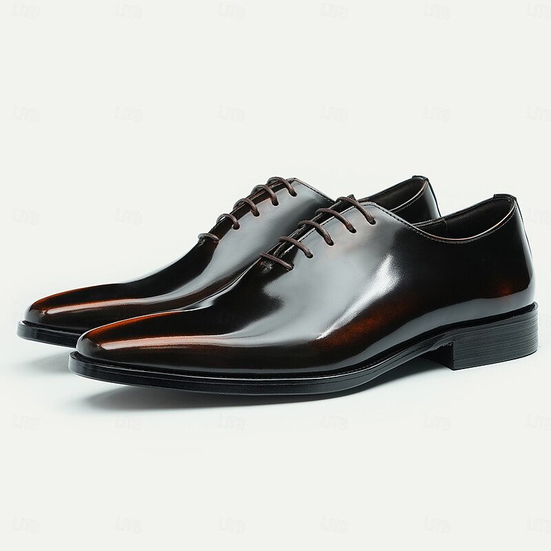 Men's Premium Cowhide Patent Leather Oxford Shoes - Formal Business Dress Footwear with Sleek Shine Finish, Ideal for Weddings, Office and Formal Occasions3