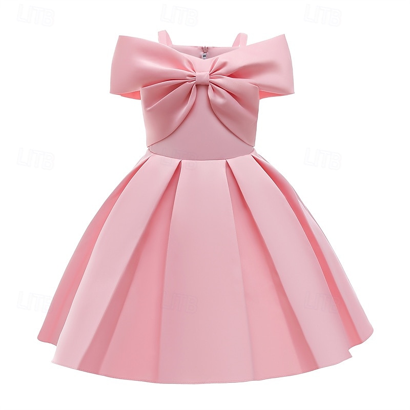 Kids Girls' Party Dress Solid Color Sleeveless Performance Birthday Tie Knot Beautiful Sweet Cotton Maxi Party Dress Swing Dress A Line Dress Summer 4 years+ White Champagne Pink