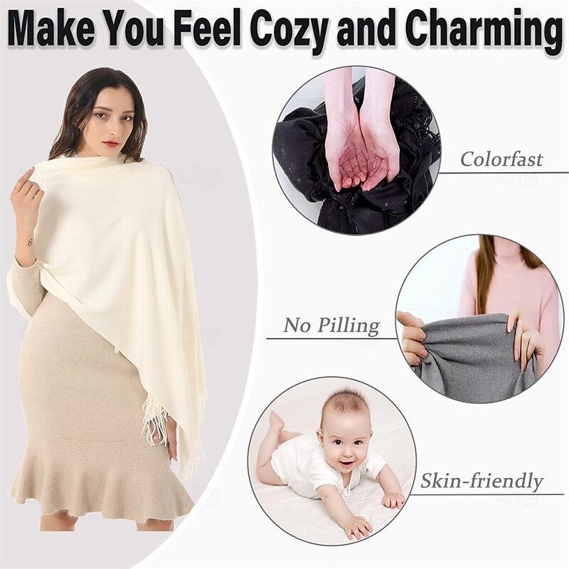 Women's Scarf Pashmina Shawls and Wraps for Evening Dress Wedding Bridesmaid Gift Soft Large Scarves3