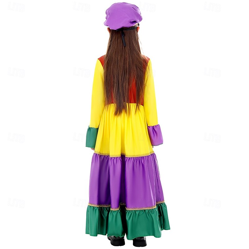 Mexican Halloween Dress Mask Outfits Carnival Costume Kid's Girls' Carnival Mardi Gras Performance Stage Easy Halloween Costumes Dress Up4