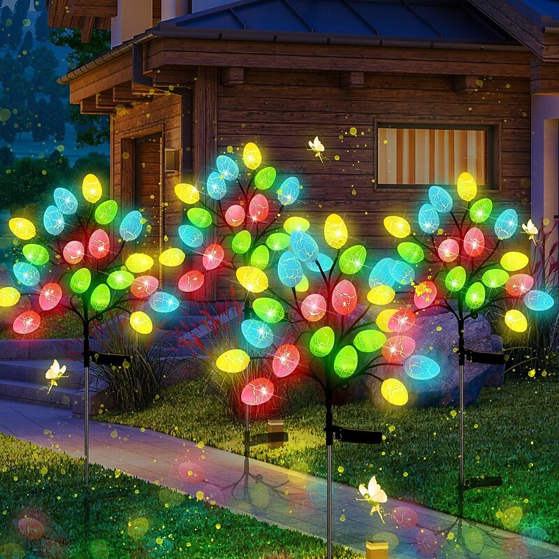 Outdoor Solar Easter Egg Ground Plug-In Light - 20 LED Beads for Courtyard, Garden & Lawn Pathway Holiday Decoration 1pc4