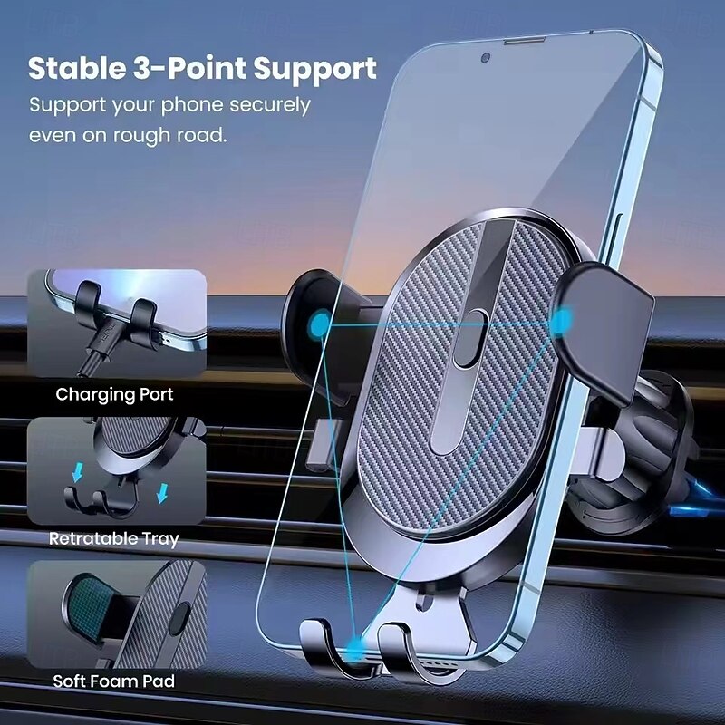 New Gravity Car Phone Holder Car Air Vent Hook Clip Mount Smartphone GPS Car Stand Bracket Support in Car 1PCS4