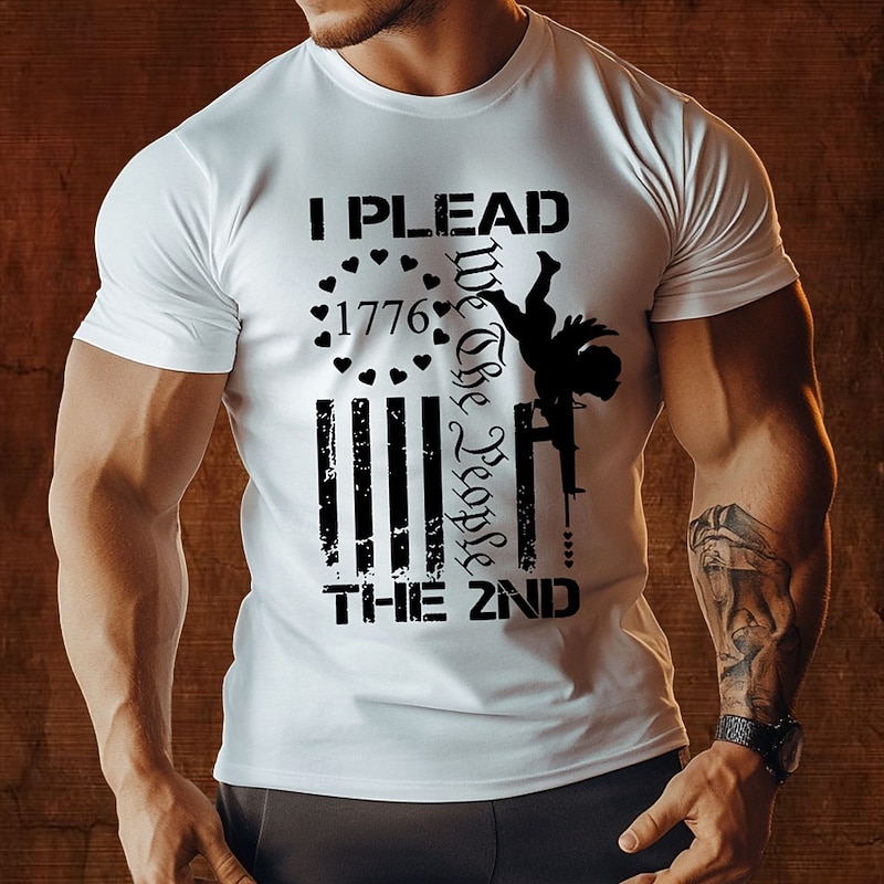 Valentine's Day Men's US Flag Cupid T Shirt Tee Top 100% Cotton Short Sleeve Graphic Shirt Black White Red Comfortable Tee Vacation Street Fashion Designer Clothing3