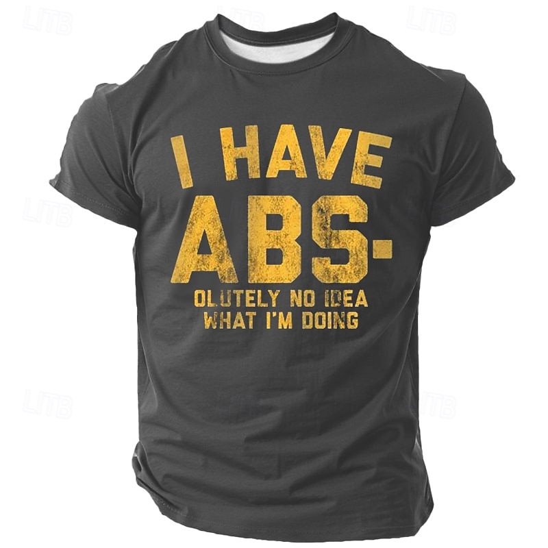 Men's Funny Graphic T-Shirt - 'I Have Abs-olutely No Idea What I'm Doing' Pun Quote, Short Sleeve2