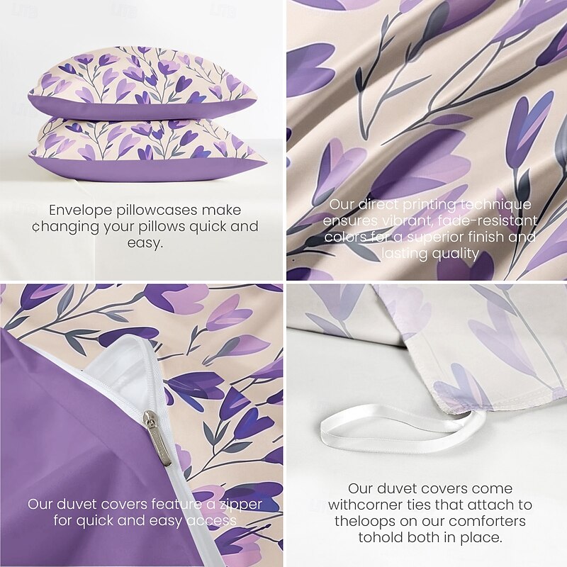 Floral Duvet Cover Set Cotton Tropical Plants Pattern Set Soft 3-Piece Luxury Bedding Set Mother's Day Gift Home Decor Twin Full King Queen Size Duvet Cover3