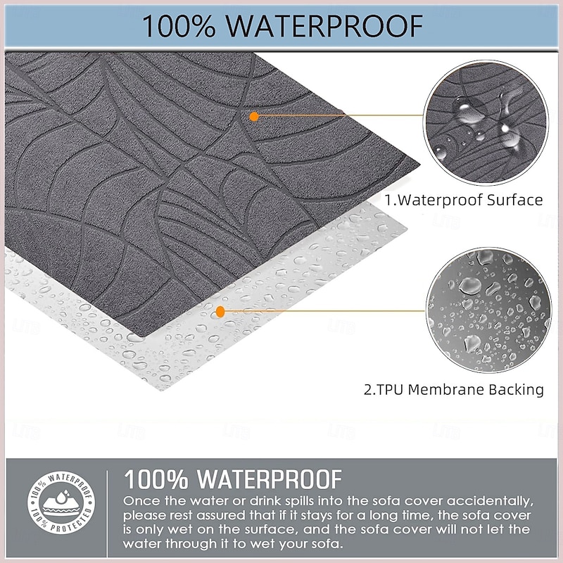 100% Waterproof Couch Cushion Covers 20*20 in, Stretch Replacement Sofa Seat Cushion Covers Solid Chair Cushion Slipcovers Washable Suitable for Outdoor Patio Garden Lawn Yard4