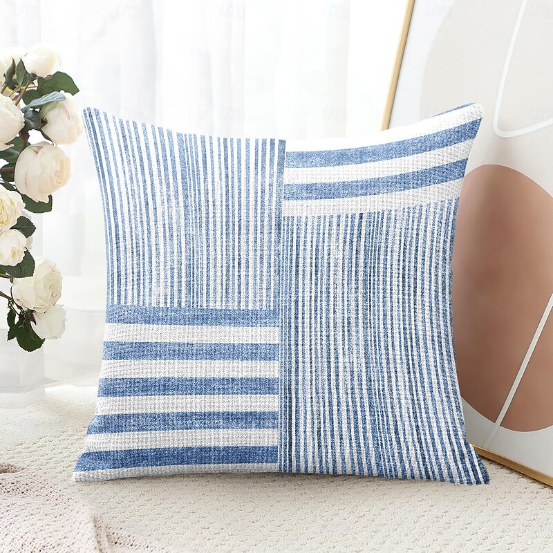 Strips Decorative Toss Pillows Cover 1PC Soft Square Couch Cushion Case Pillowcase for Bedroom Livingroom Sofa Chair Pink Blue Grey4