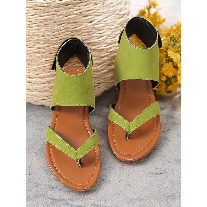 Women's Green Suede Slip-On Sandals with Comfortable Design – Casual Footwear for Summer, Beach and Everyday Outings