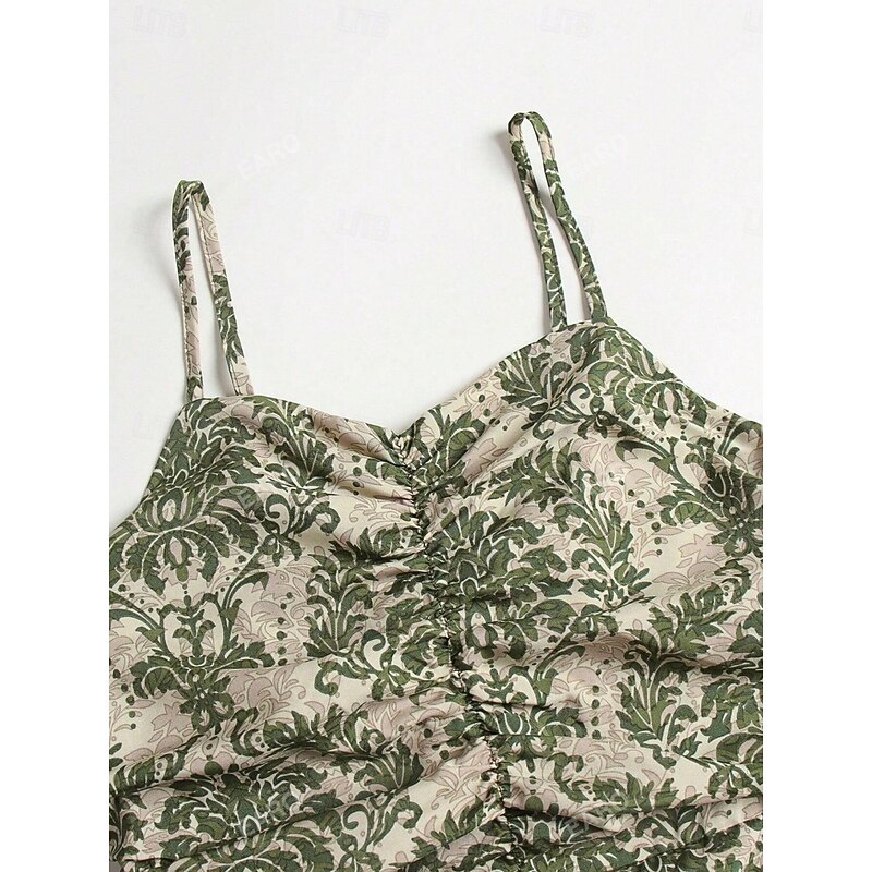 Women's Maxi Dress Casual Dress Swing Dress Slip Dress Boho Dress Bohemia Stylish Casual Vacation Daily Beach Loose Fit Floral Sleeveless Strap Green Summer Spring4