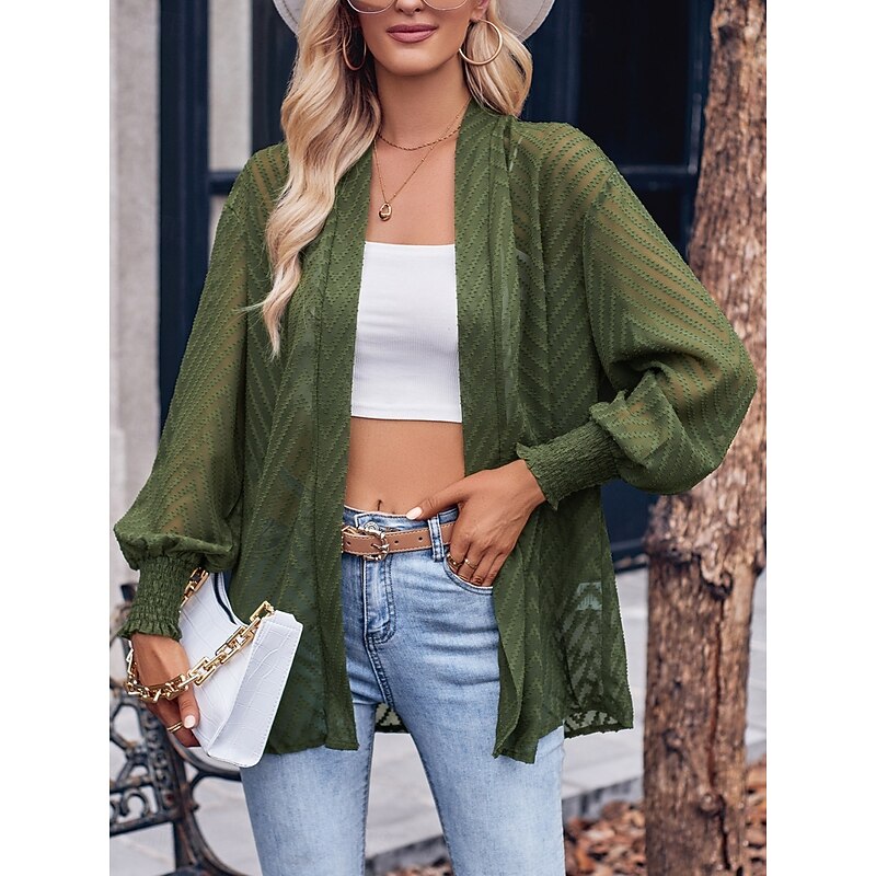 Women's Dressy Dusters Dressy Jackets Casual Jacket Vacation Street Daily Wear Summer Spring Regular Coat Regular Fit Comfortable Breathable Casual Jacket Long Sleeve non-printing Plain Oversized4