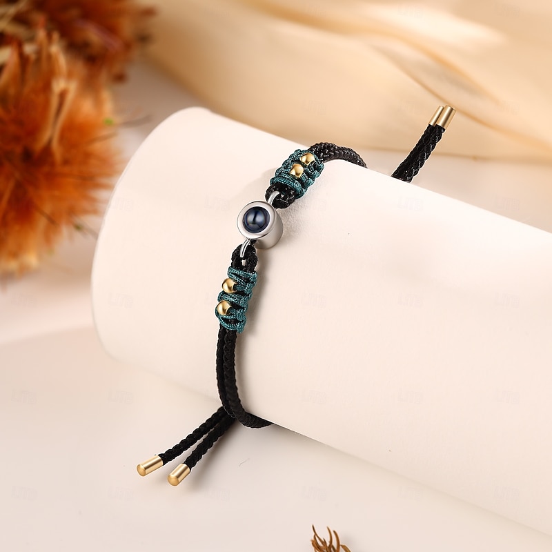 Personalized Photo Projection Bracelet Custom Best Gift for Mom – Wedding Gift for Couple, Elegant Woven Bracelet with Photo-Embedded Stone, Perfect Wedding Gift4