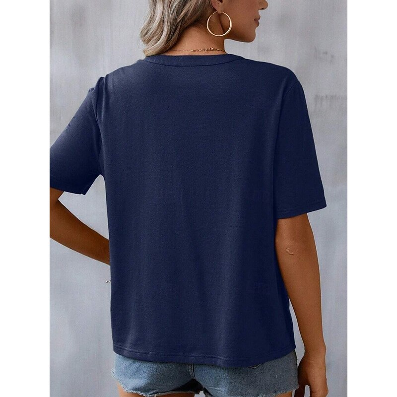 Women's Shirt Blouse Floral Stylish Casual Short Sleeve Notched Neck Regular Tops Daily Embroidered Army Green Navy Blue Summer3