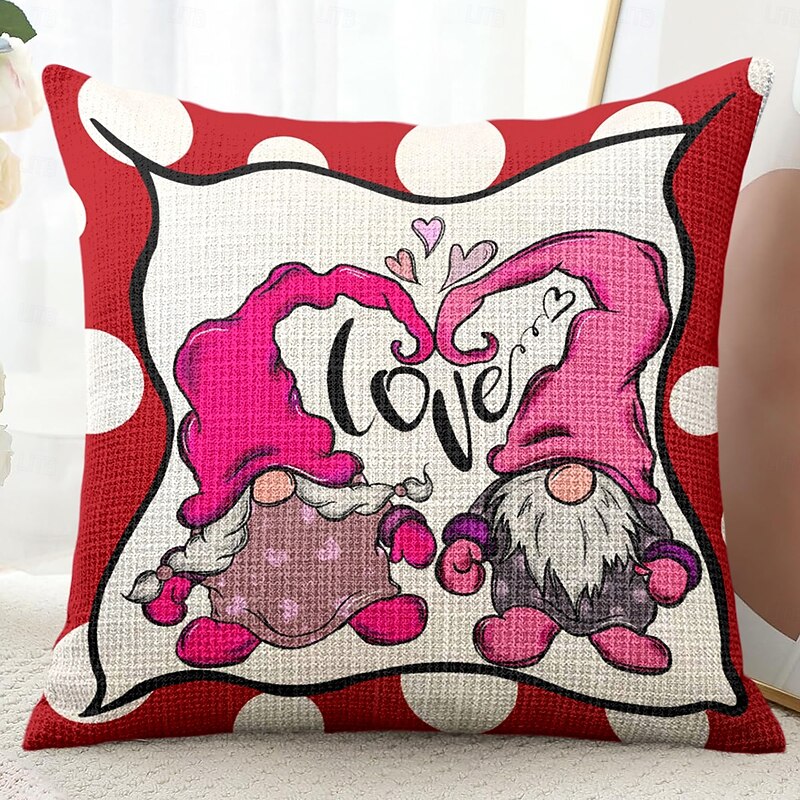 Wedding Heart Gnomes Decorative Toss Pillows Cover 1PC Soft Square Cushion Case Pillowcase for Bedroom Livingroom Sofa Couch Chair2