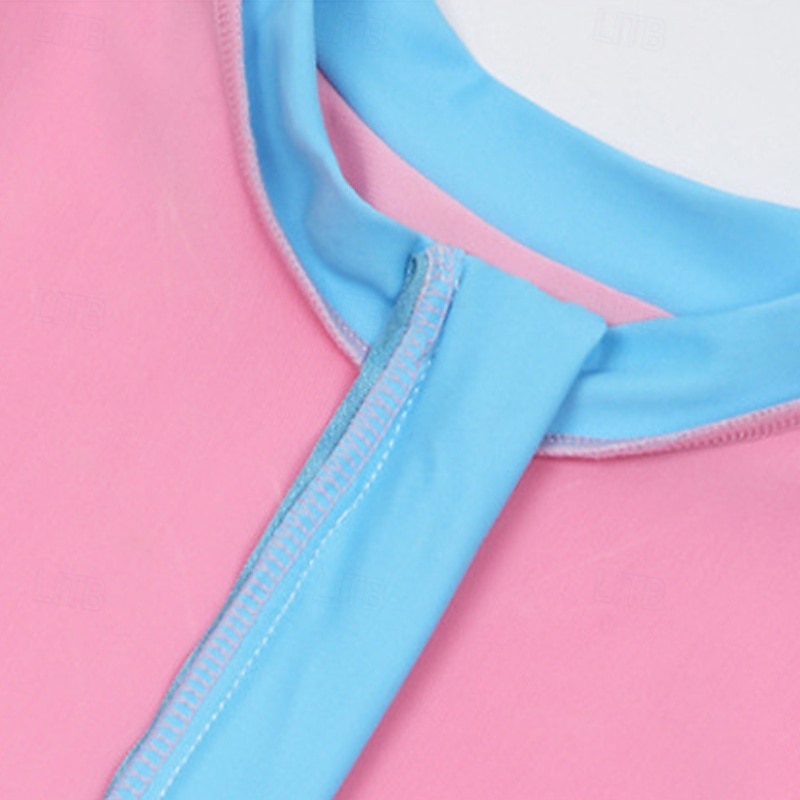 Kids Girls' Swimsuit Outdoor Party Color Block Vacation Fashion Bathing Suits 4 years+ Summer Pink Navy Blue4