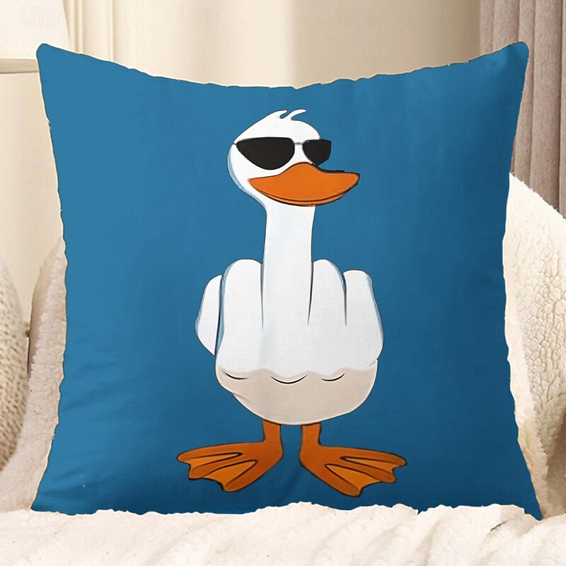 Funny Animal Decorative Toss Pillows Cover Duck 1PC Soft Square Couch Cushion Case Pillowcase for Bedroom Livingroom Sofa Chair2