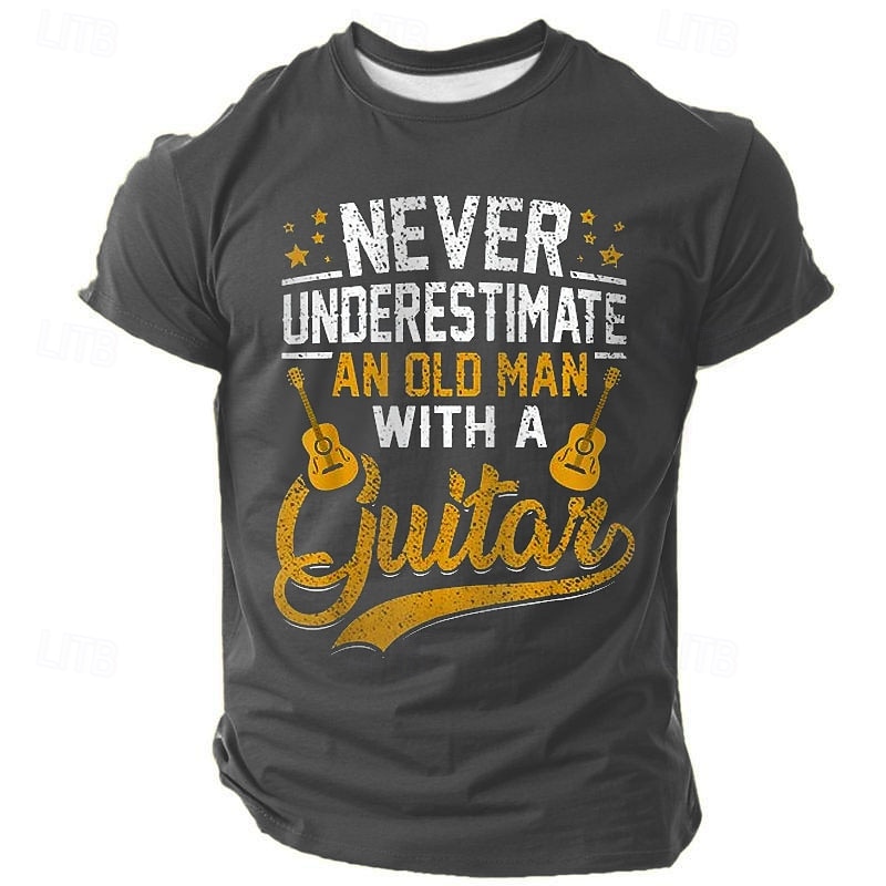 Men's Graphic T-Shirt: Never Underestimate An Old Man With A Guitar - Funny Musician & Hobby Gift4