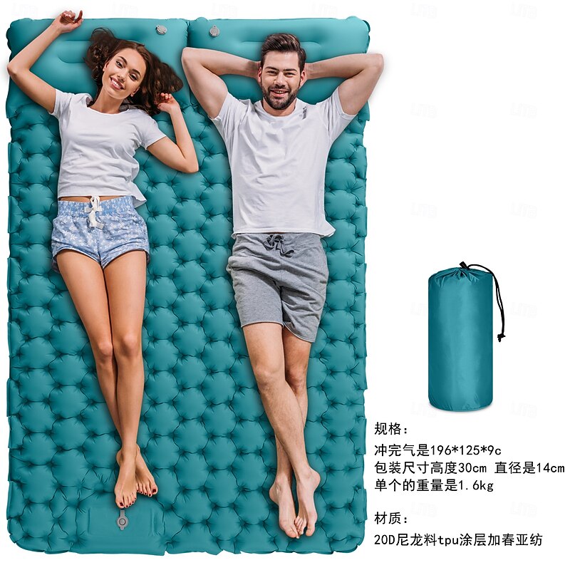 Portable Outdoor Camping Inflatable Pad with Foot Pump, Waterproof Double Sleeping Mat for Picnics and Car Bed2