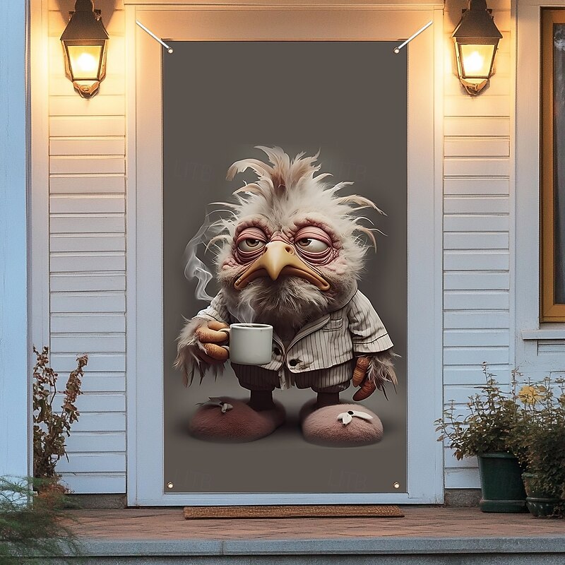 Funny Animal Door Decorations Door Covers Sad Chicken Door Tapestry Door Curtain Decoration Backdrop Indoor/Outdoor Door Banner for Front Door Farmhouse3