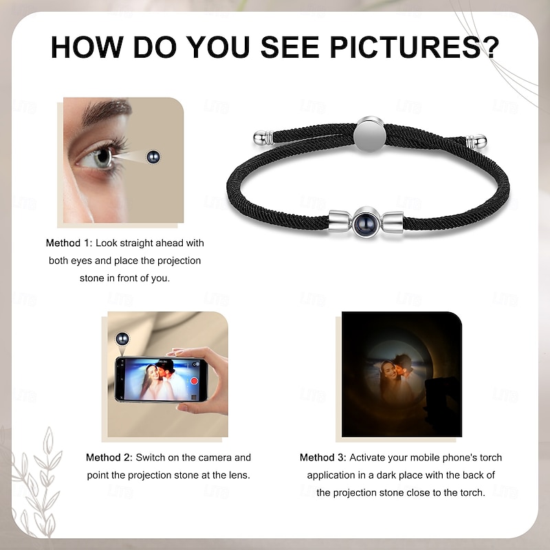 Personalized Photo Bracelets Projection Woven Bracelet Custom Best Gift for Mom - Elegant Design with Projection Stone, Perfect Wedding Gift for Your Loved One3