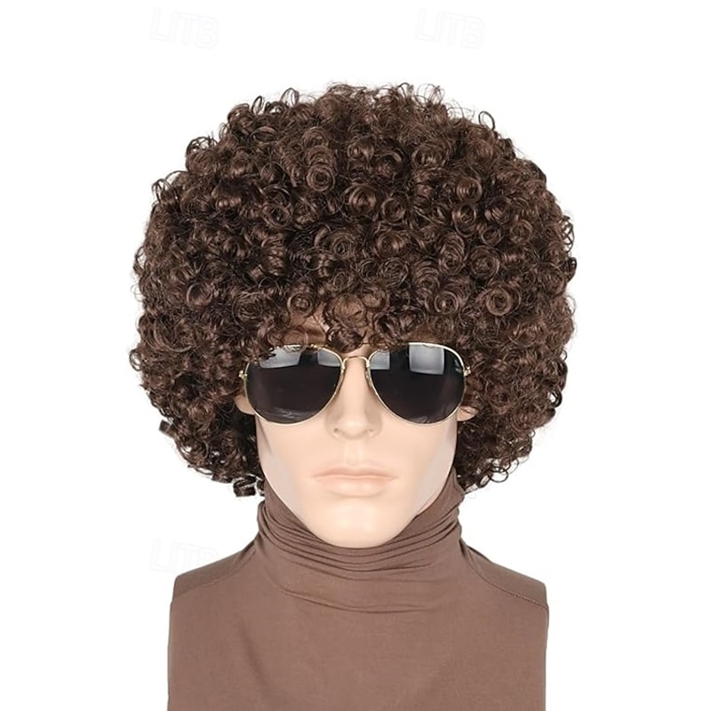 70s 80s Afro Wig Short Curly Wig for Men Women Halloween Disco Rock Wig Hippie Costume Wig For Carvinal