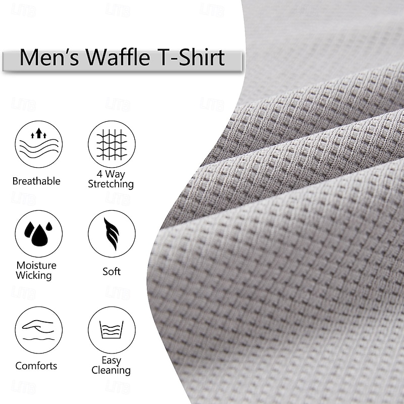 Men's T Shirt Waffle Knit Tee Tee Top Long Sleeve Shirt Long Sleeve Quarter Zip Spring &  Fall Color Block Fashion Designer Basic Patchwork Zipper Vacation Street Going out Black Navy Blue khaki Top3