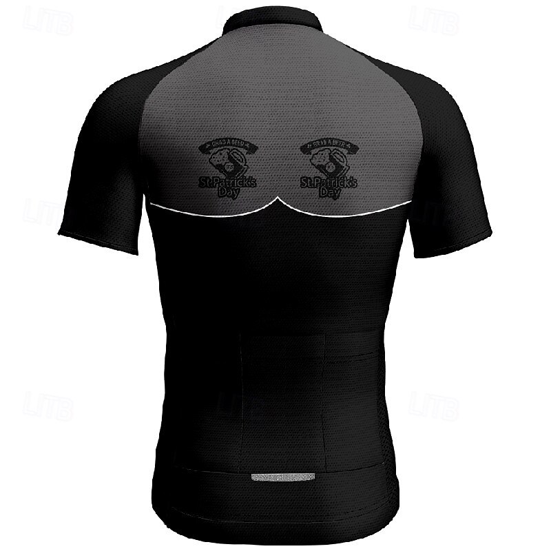 Men's St Patrick Jersey Cycling Jersey Graphic Short Sleeve Bike Tee Tshirt Jersey with 3 Rear Pockets Mountain Bike MTB Quick Dry Anatomic Design Wicking Breathable Sports Black White Orange2
