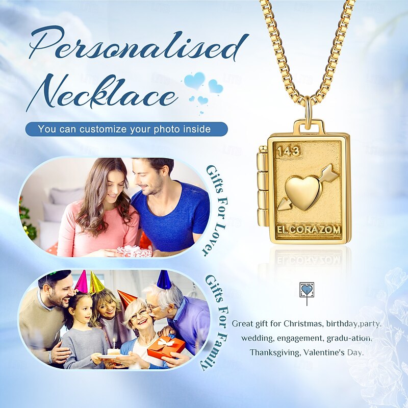 Personalized Square Photo Box Necklace Custom Best Gift for Mom Wedding Gift for Lovers with 2 Photos for Special Occasions3