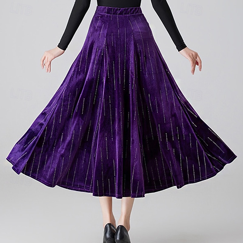 Ballroom Dance Skirts Crystals / Rhinestones Women's Performance Daily Wear High Velvet2