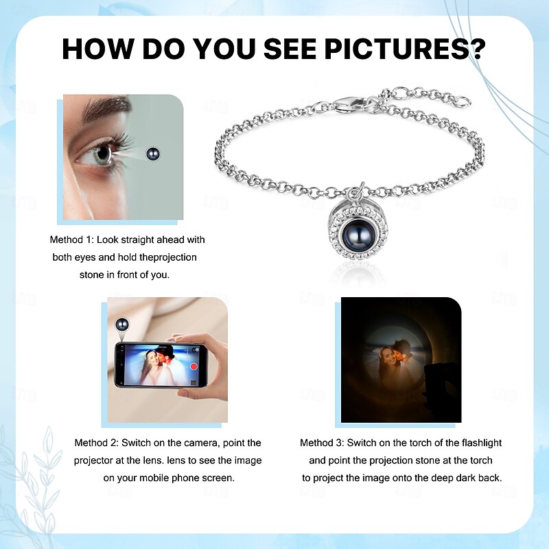 Personalized Photo Projection Bracelet Custom Best Gift for Mom – Elegant Design with Photo and Three Color Options, Perfect Wedding Gift for Wife or Girlfriend3