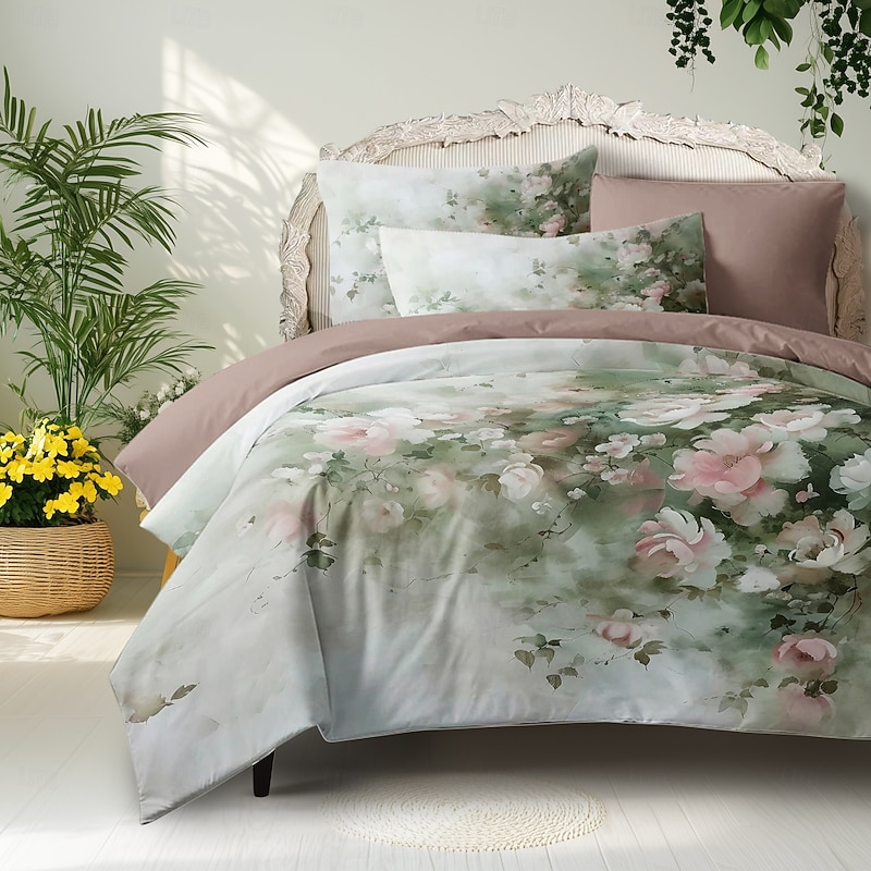 Oil Painting Floral Pattern Duvet Cover Set Set Soft 3-Piece Luxury Cotton Bedding Set Home Decor Gift Twin Full King Queen Size Duvet Cover