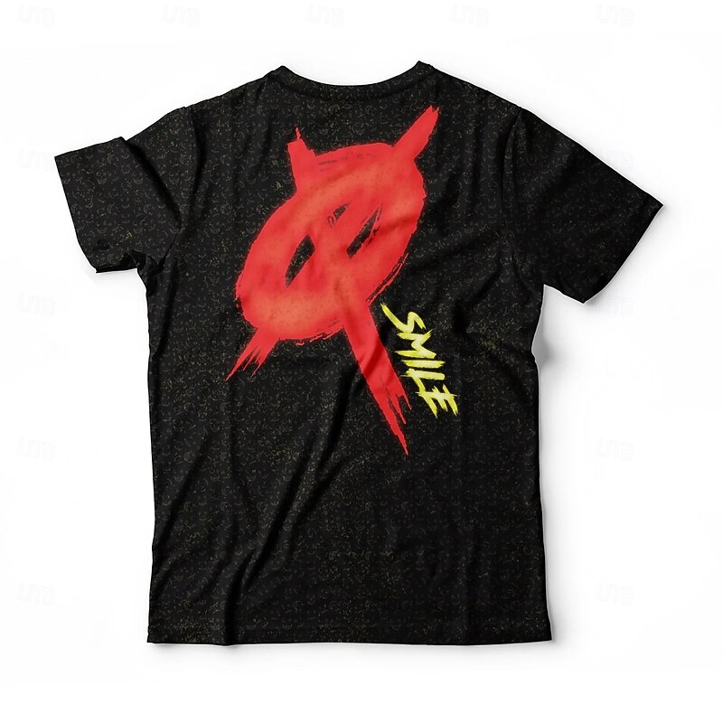 Men's Smile Face T Shirt Short Sleeve T shirt 3D Print Crew Neck Shirt Exaggerated Designer Party Holiday Club Black Summer Spring Clothing Apparel S M L XL XXL XXXL2
