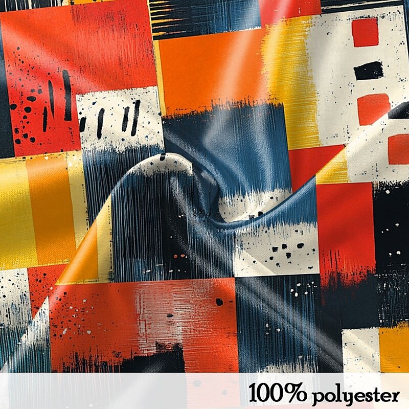 Men's Color Block Patchwork Satin Shirt Dress Shirt Button Up Shirt Long Sleeve Fashion Casual Vacation Daily Evening Party Summer Spring Turndown Collared Shirts 3D Print Orange3