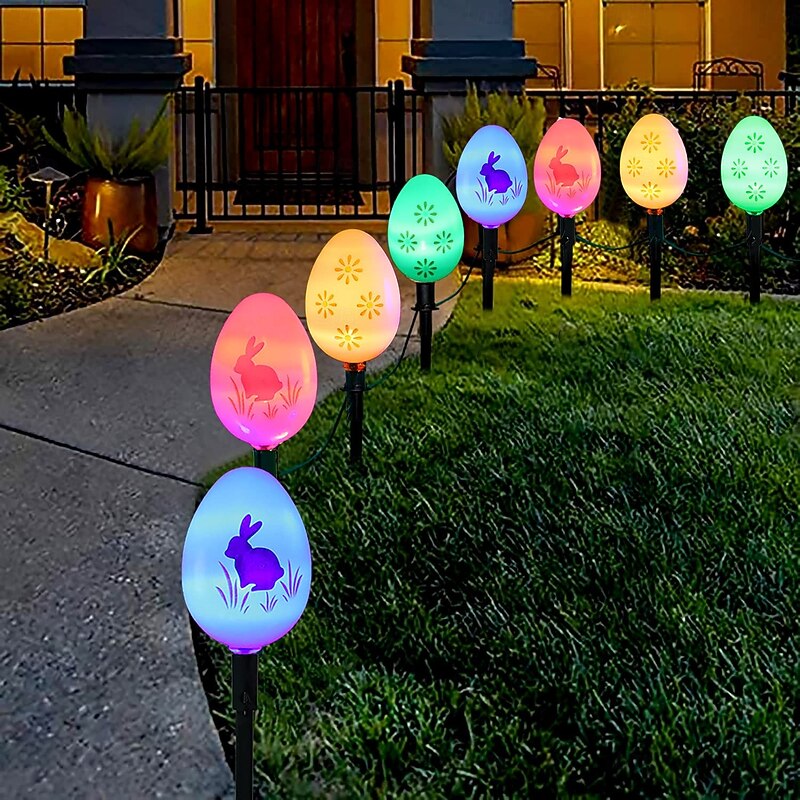 5M Solar Easter Resurrection Egg Ground Plug-In Light String - 20 LEDs for Courtyard, Garden & Lawn Festival Decoration2