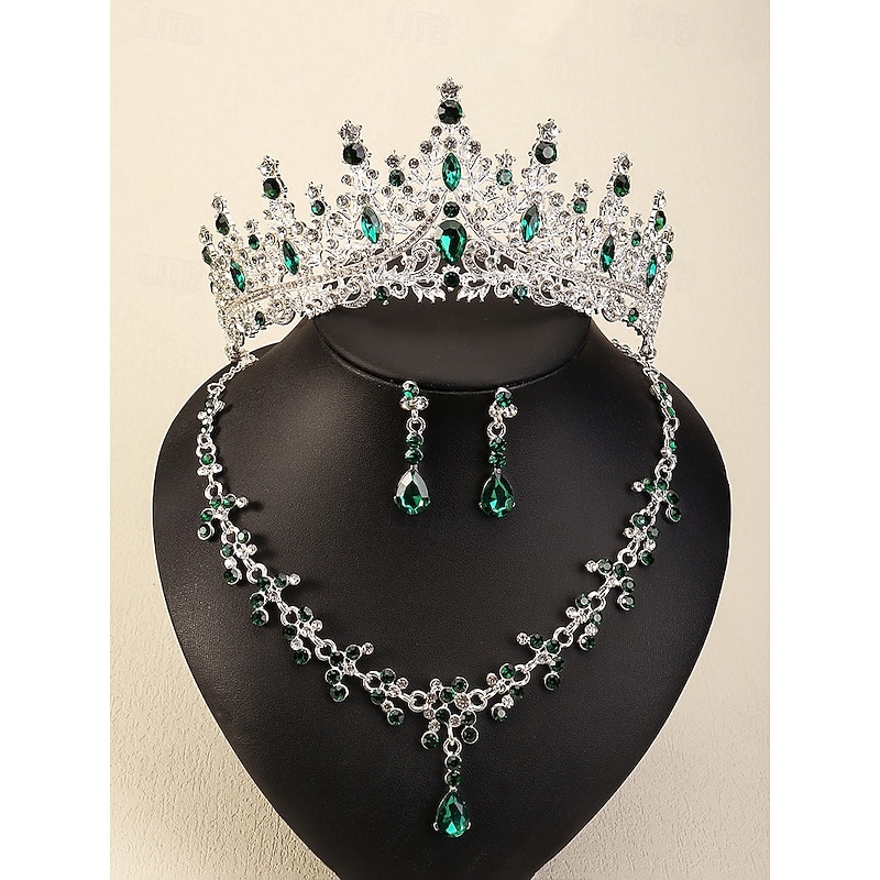 Sparkling Diamond Tiara Crown and Necklace Set – Gold-Plated Bridal Jewelry with Earrings, Perfect for Weddings, Pageants and Special Occasions