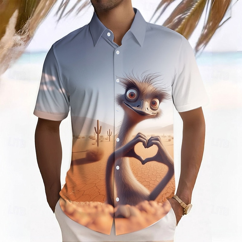 Men's Crocodile Shirt Short Sleeve Funny Summer Spring Turndown Button Up Yellow Purple Green2