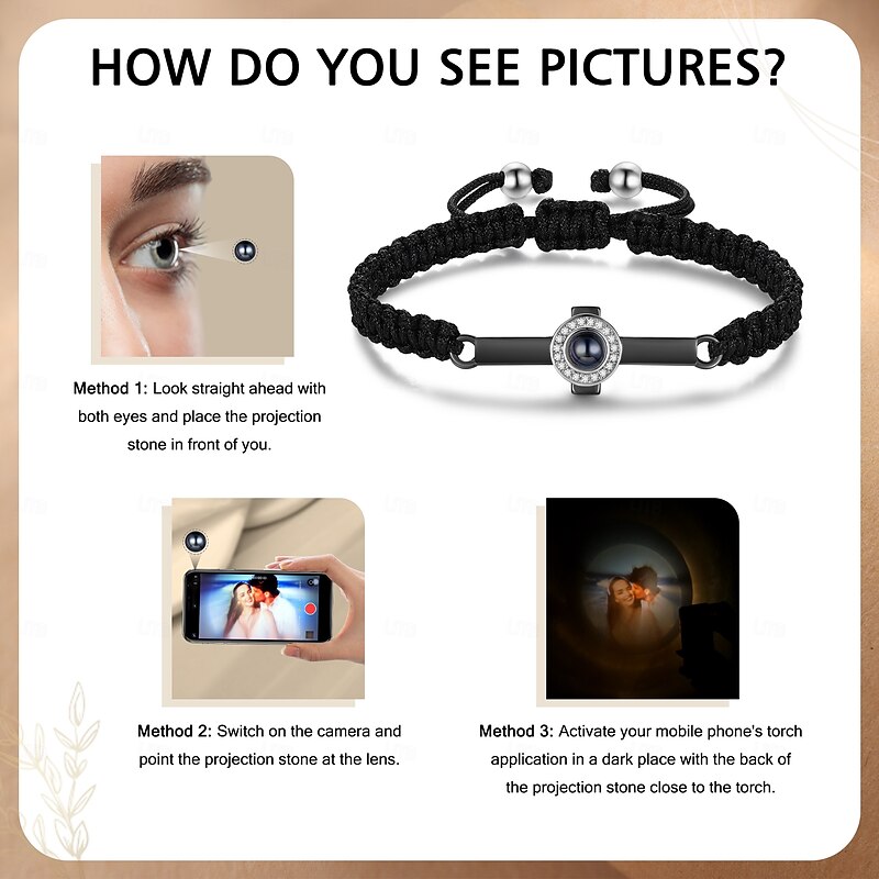 Personalized Cross Bracelet with Photo Projection Stone Custom Best Gift for Mom Religious Jewelry for Family or Friends3