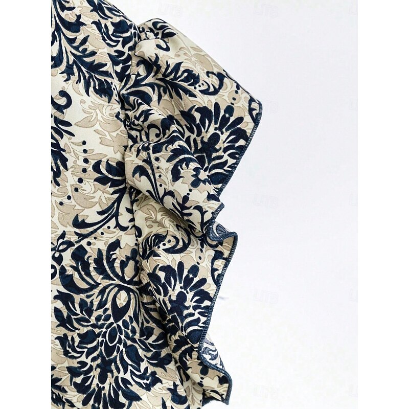 Women's Bohemia Daily Blouse Wide Leg Pants Sleeveless V Neck Floral Ruffle Print Casual Daily Black Brown Summer Regular Fit4