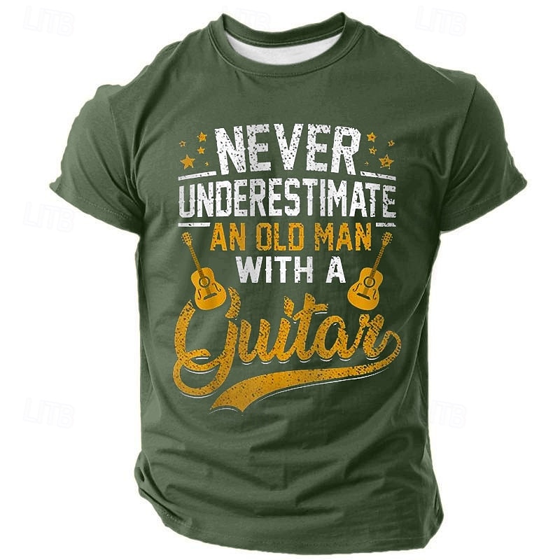 Men's Graphic T-Shirt: Never Underestimate An Old Man With A Guitar - Funny Musician & Hobby Gift2