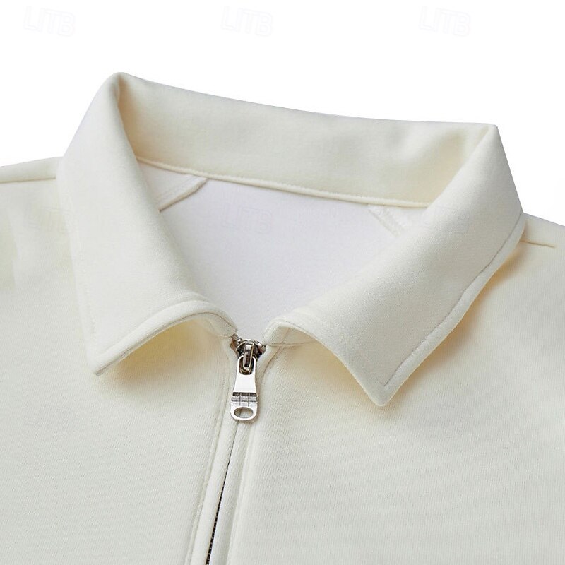 Men's Sweatshirt Quarter Zip Sweatshirt Black White Dark Gray Polo Collar Plain Zipper Pocket Sports & Outdoor Casual Daily Designer Sportswear Basic Spring Fall Clothing Apparel Hoodies Sweatshirts3