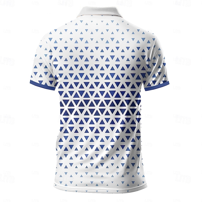 Men's Geometric Pattern Polo Short Sleeve Polo Shirts Collared Shirts Casual School Outdoor Daily Wear Home Wear 3D Print Summer Spring Fall Black Blue Green4