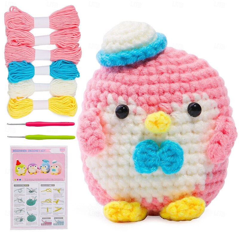 Christmas Crochet Kit for Beginners Knitting Kit for Adult Kids with Step-by-Step Video Tutorials and Yarns Hook Accessories3