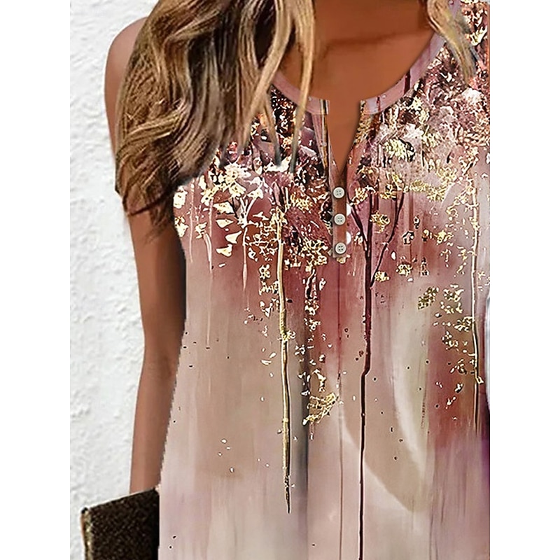 Women's Mini Dress Petite Dress T Shirt Dress Tee Dress Sundress Summer Dress Active Fashion Streetwear Outdoor Vacation Street Regular Fit Ombre Floral Sleeveless Split Neck Blue Purple2