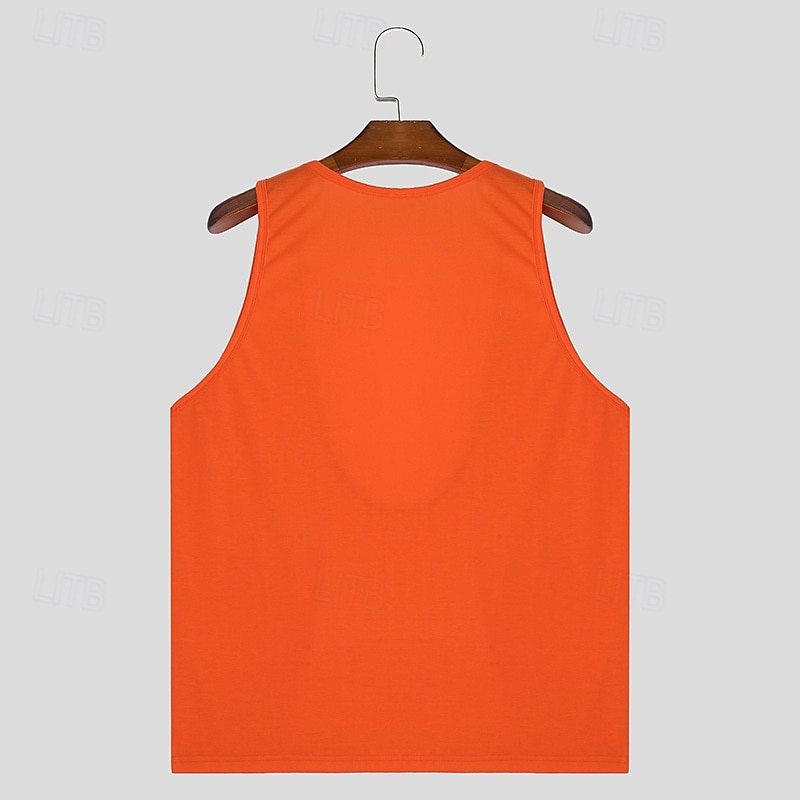 Men's Tank Top Vest Undershirt Sleeveless Shirt Sleeveless Deep V Summer Plain Fashion Classic Comfortable V Neck Street Casual Sports Black White Orange Top Tee for Men3
