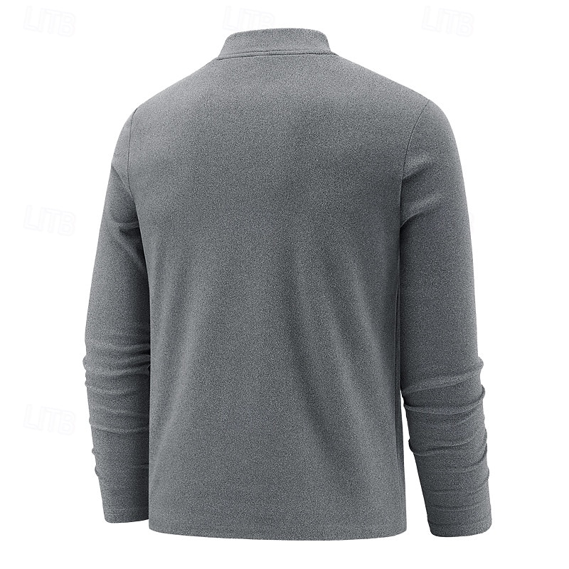 Men's T Shirt Long Sleeve Standing Collar Spring Winter Spring &  Fall Solid Color Casual Daily Leisure Casual / Sporty Quick Dry Athleisure Casual Daily Black Red Brown Top Tee for Men2