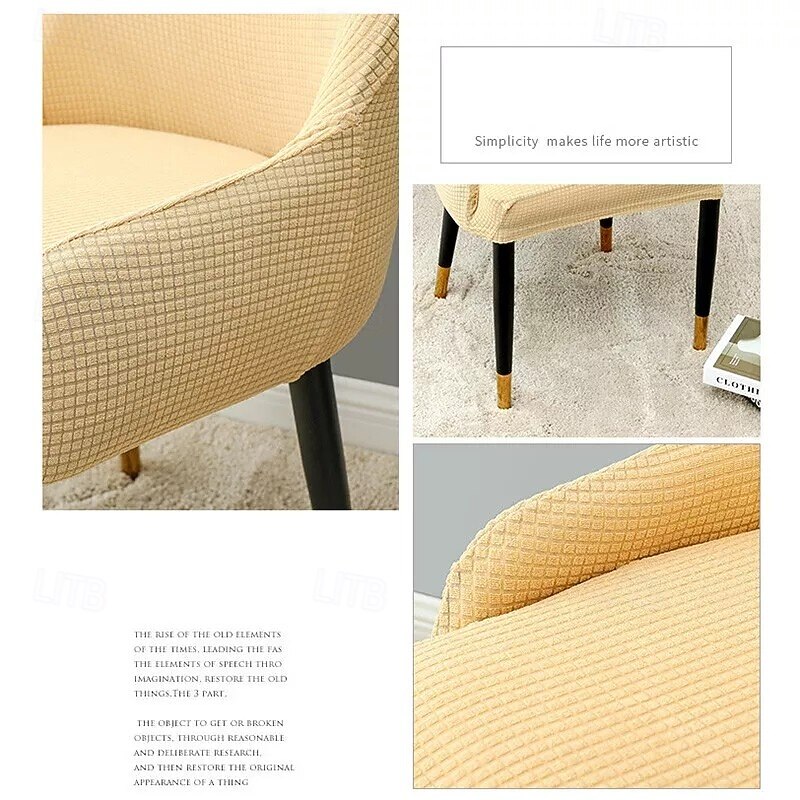 Soft Dining Chair Cover, Accent Arm Chair Removable Dirt-Proof Curved Back Chair Slipcover Makeup/Leisure Chair Cover for Lining Room Bar Hotel Restaurant2