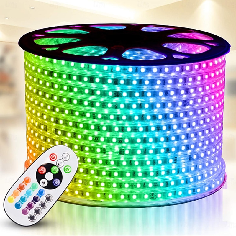 16-100FT Smart RGB IC LED Light Strip - 24V Waterproof Multi Color-Chasing Lights with APP & Music Sync Addressable for Bedroom & Outdoor Use 1 Roll