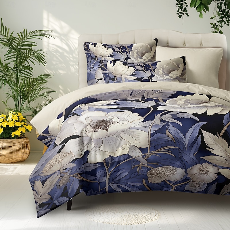 Floral Pattern Duvet Cover Set Comforter Set,Printed Comforter Cover Cotton Bedding Sets With Envelope Pillowcase,  Room Decor King Queen Duvet Cover