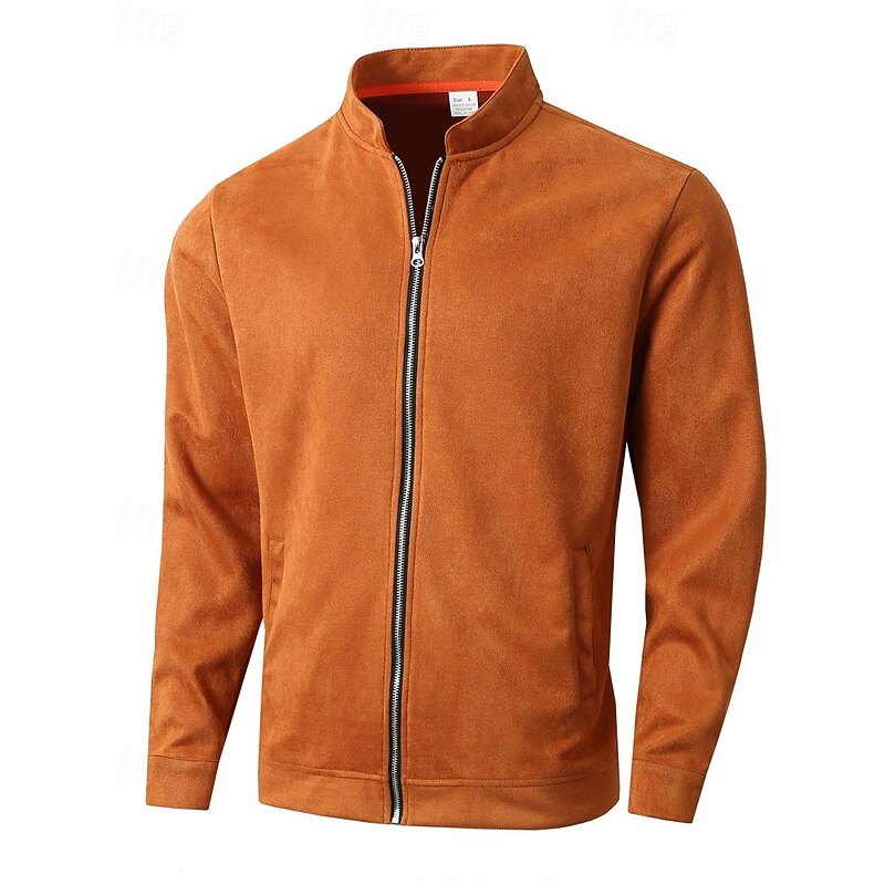 Men's Lightweight Jacket Transition Jacket Casual Jacket Vacation Daily Wearproof Pocket Fall & Winter Plain Fashion Classic Stand Collar Regular Black Navy Blue Orange Coffee Jacket2