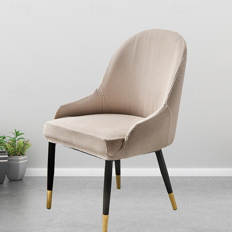 Soft Dining Chair Cover, Accent Arm Chair Removable Dirt-Proof Curved Back Chair Slipcover Makeup/Leisure Chair Cover for Lining Room Bar Hotel Restaurant3