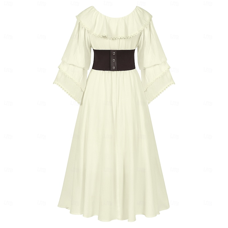 Retro Vintage Medieval Renaissance Dress Corset Outfits Viking Elven Fancy Dress Women's Carnival Costume Celtic Fantasy Halloween Carnival Performance Party LARP Adults' Dress Corset Earrings4